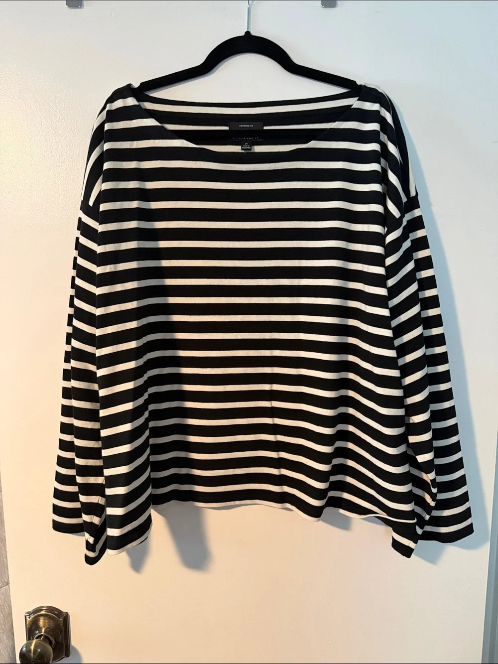 J. Crew Black and White Striped Long-Sleeve Tee